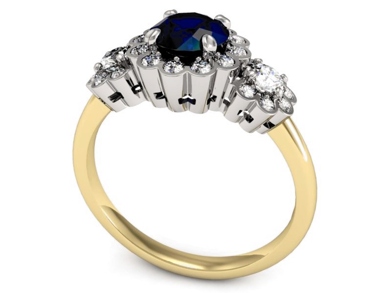 Pierścionek z szafirem i brylantami - P15278zbsz — zdjęcie 3