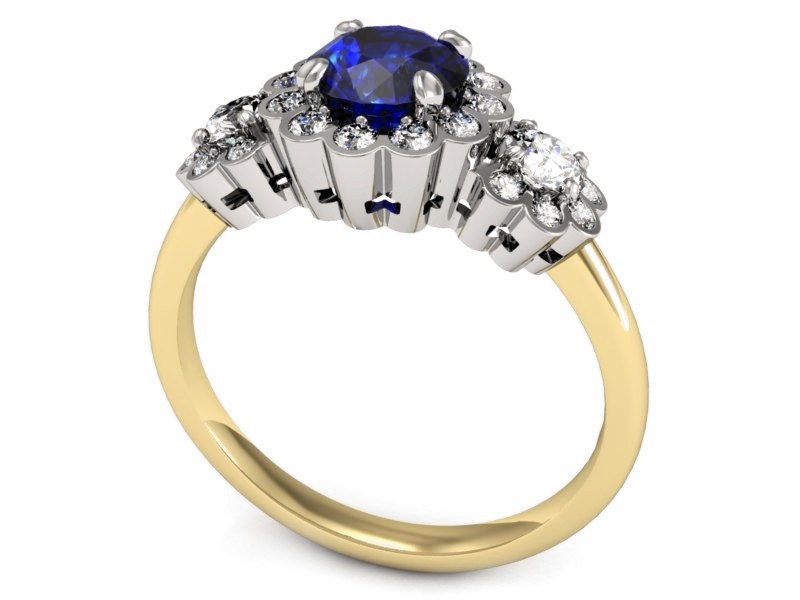 Pierścionek szafirem i brylantami - P15278zbszc — zdjęcie 3