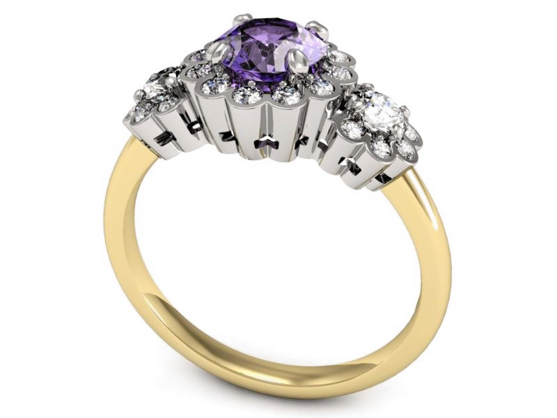 Pierścionek z tanzanitem i brylantami - P15278zbt — zdjęcie 3