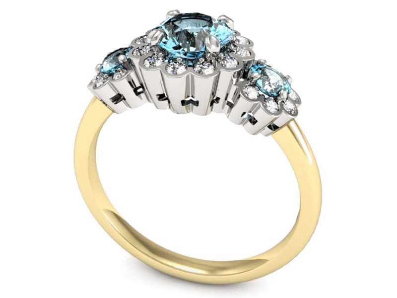 Pierścionek z topazami i diamentami - P15278zbva — zdjęcie 3