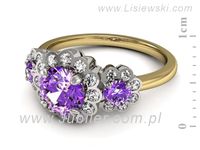 Pierścionek ametysty brylanty żółte i białe złoto - P15278zbvam- 2
