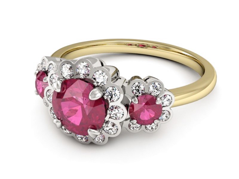 Pierścionek z rubinami i diamentami - P15278zbvr — zdjęcie 2