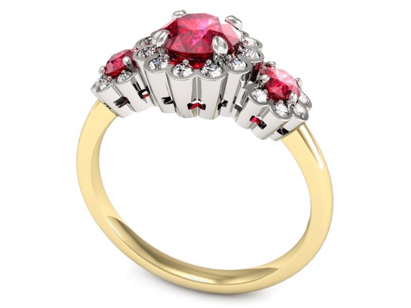 Pierścionek z rubinami i diamentami - P15278zbvr1 — zdjęcie 3