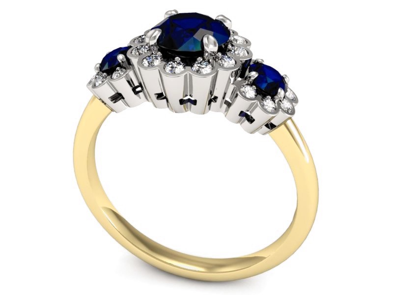 Pierścionek szafirem i brylantami - P15278zbvsz — zdjęcie 3