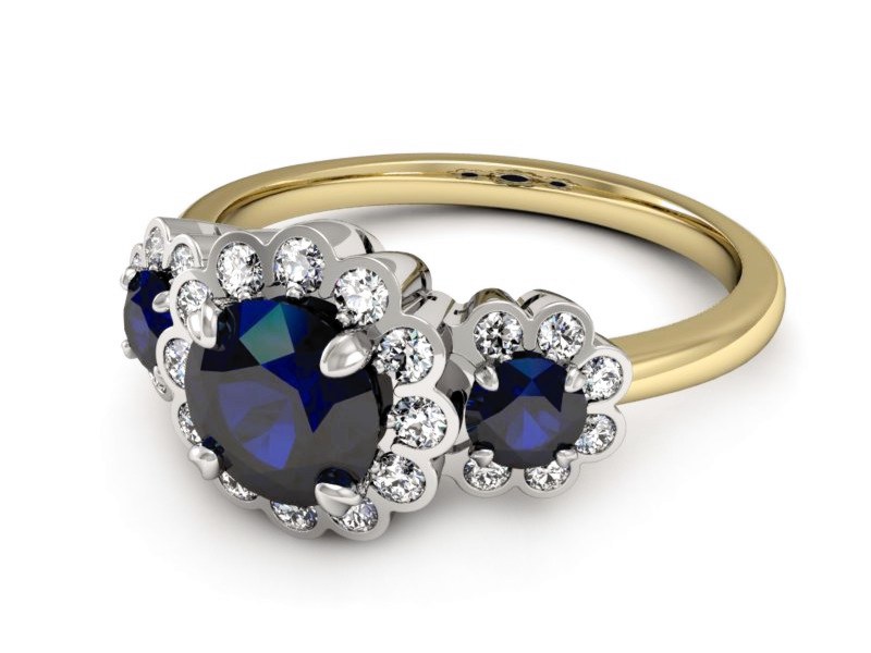 Pierścionek szafirem i brylantami - P15278zbvsz — zdjęcie 2