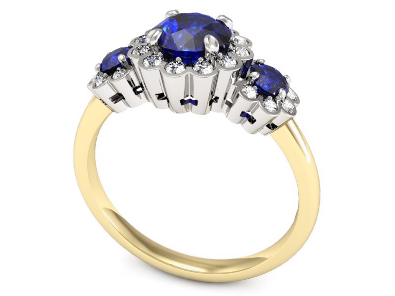Pierścionek szafirem i brylantami - P15278zbvszc — zdjęcie 3