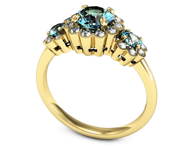 Pierścionek z topazami i brylantami - P15278zva — zdjęcie 3