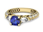 Złoty pierścionek z szafirem i diamentami złoto - P15279zszc - 2