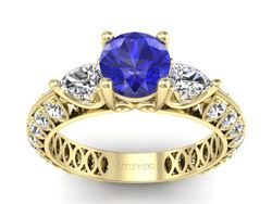 Złoty pierścionek z szafirem i diamentami - P15279zszc