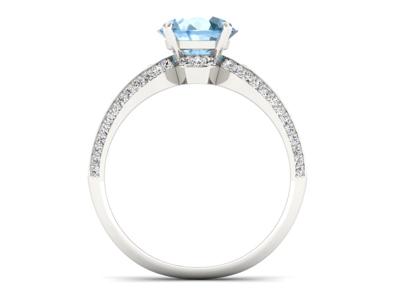 Złoty pierścionek z topazem i brylantami - P15280ba — zdjęcie 2