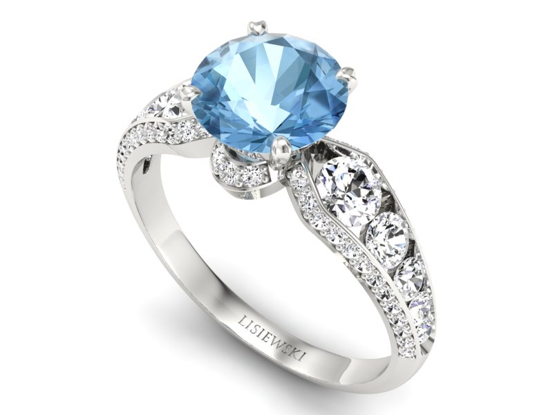 Złoty pierścionek z topazem i brylantami - P15280ba — zdjęcie 3