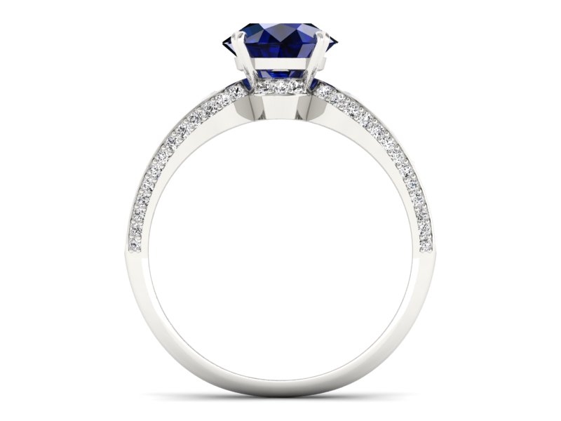 Pierścionek z szafirem i brylantami białe złoto - P15280bsz — zdjęcie 2