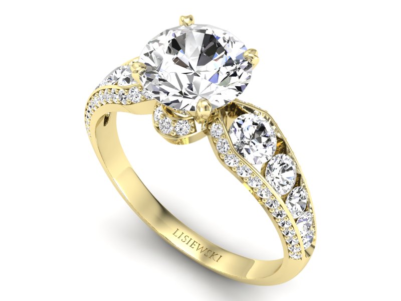 Złoty pierścionek z brylantami żółte złoto - P15280z — zdjęcie 3