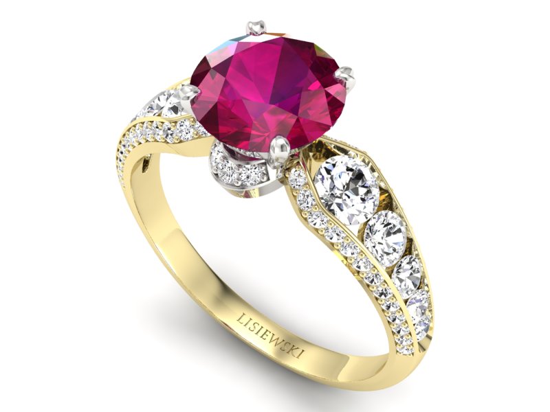 Pierścionek z rubinem i brylantami - P15280zbr — zdjęcie 3