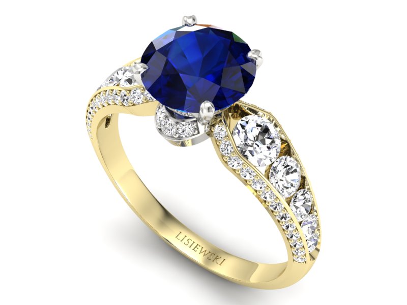 Pierścionek z szafirem i brylantami - P15280zbsz — zdjęcie 3