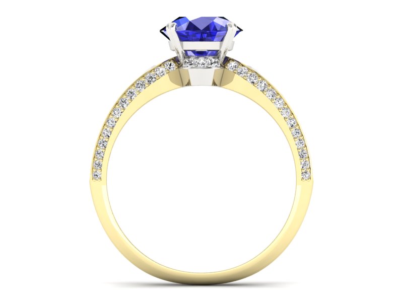 Pierścionek z szafirem i diamentami - P15280zbszc — zdjęcie 2