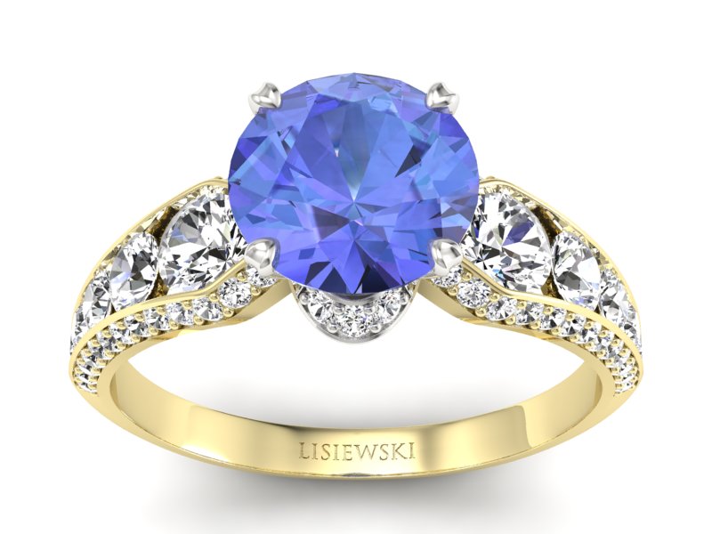 Pierścionek z tanzanitem i brylantami - P15280zbt