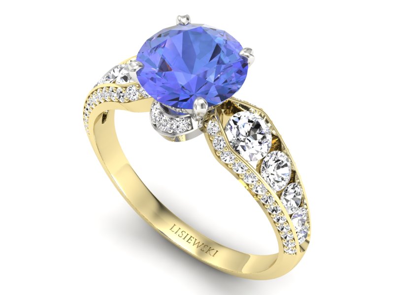 Pierścionek z tanzanitem i brylantami - P15280zbt — zdjęcie 3