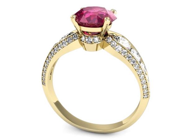 Złoty pierścionek z rubinem i brylantem złoto 585 - P15280zr