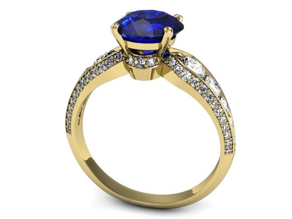 Złoty pierścionek z szafirem i diamentami złoto - P15280zszc