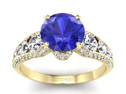 Złoty pierścionek z szafirem i diamentami - P15280zszc