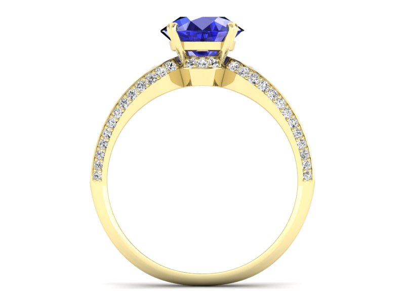 Złoty pierścionek z szafirem i diamentami - P15280zszc — zdjęcie 2