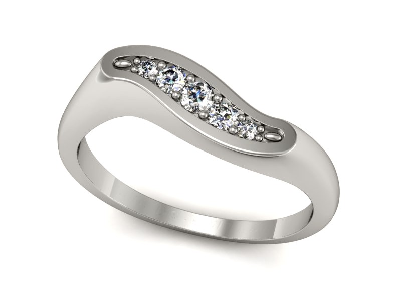 Złoty pierścionek z brylantami białe złoto - P15281b — zdjęcie 3