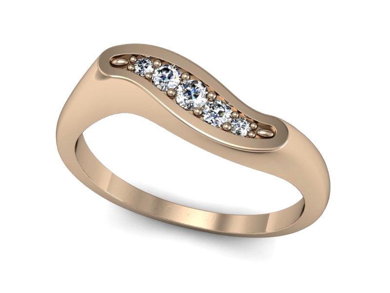 Złoty pierścionek z brylantami różowe złoto - P15281c — zdjęcie 3