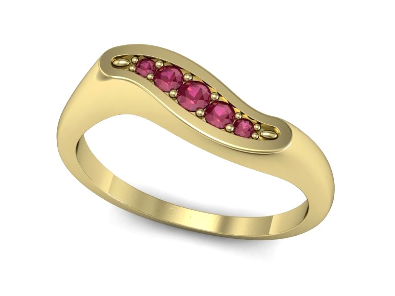 Złoty pierścionek z rubinami żółte złoto - P15281zr — zdjęcie 3