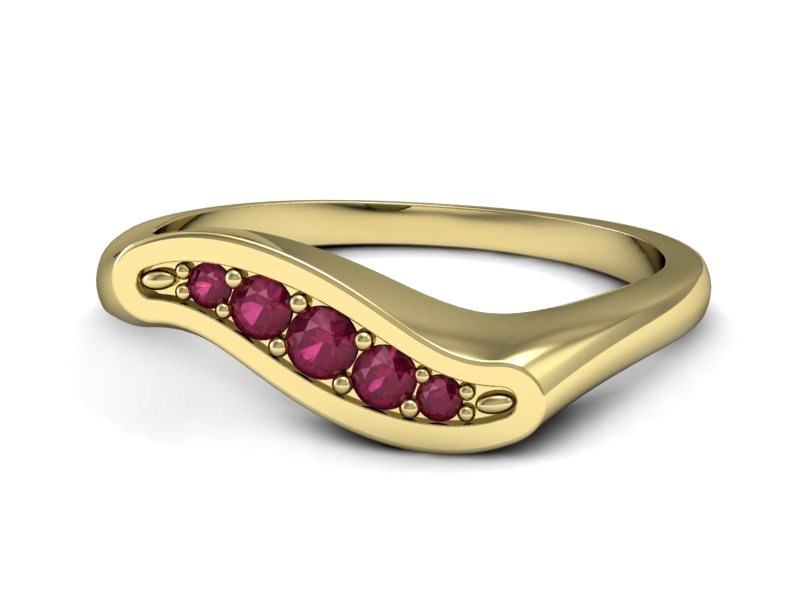 Złoty pierścionek z rubinami żółte złoto - P15281zr — zdjęcie 2