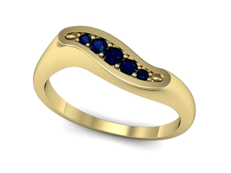 Złoty pierścionek z szafirami żółte złoto - P15281zsz — zdjęcie 3