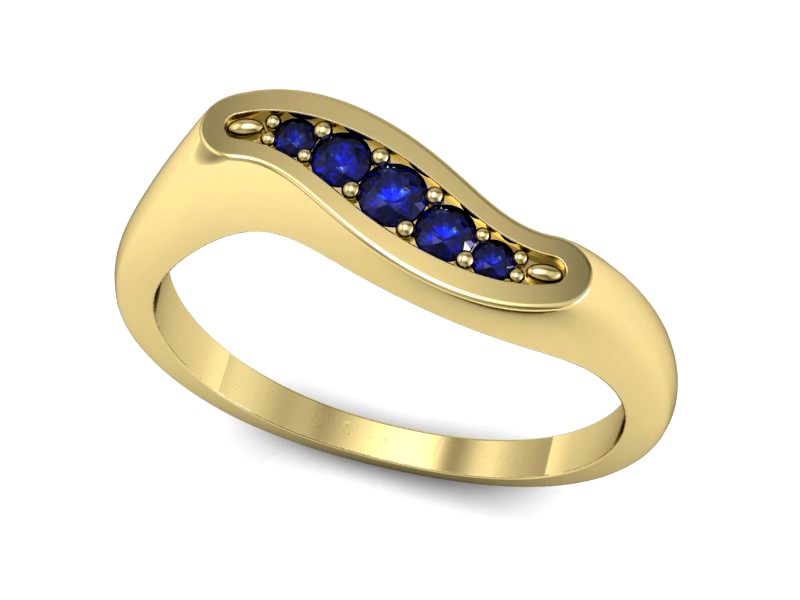 Złoty pierścionek z szafirami żółte złoto - P15281zszc — zdjęcie 3