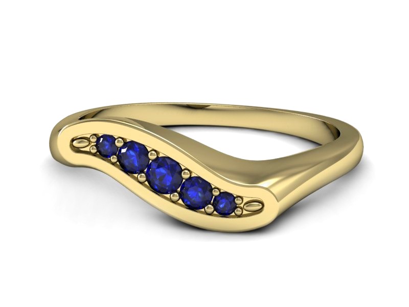 Złoty pierścionek z szafirami żółte złoto - P15281zszc — zdjęcie 2
