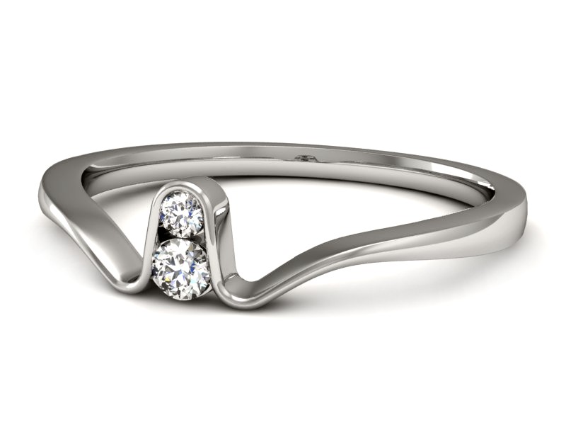 Złoty pierścionek z brylantami białe złoto - P15283b — zdjęcie 2