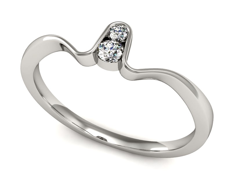 Złoty pierścionek z brylantami białe złoto - P15283b — zdjęcie 3