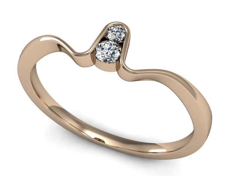 Złoty pierścionek z brylantami różowe złoto - P15283c — zdjęcie 3