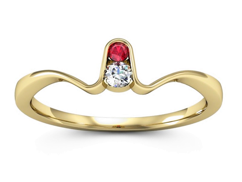 Pierścionek z rubinem i brylantami - P15283zr — zdjęcie 2