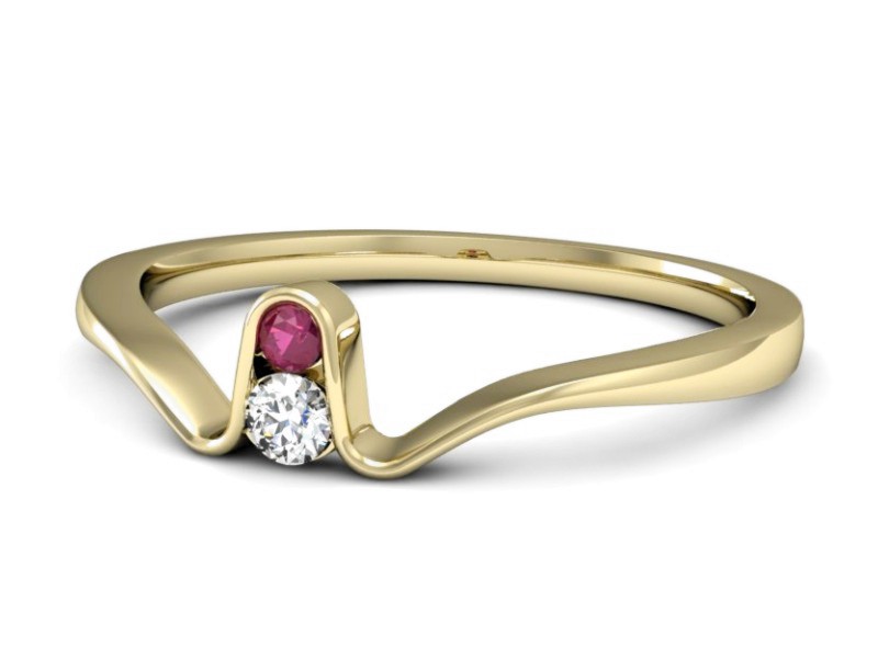 Pierścionek z rubinem i brylantami - P15283zr — zdjęcie 3