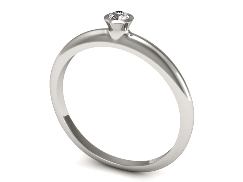 Złoty pierścionek z brylantem białe złoto - P15284b — zdjęcie 3