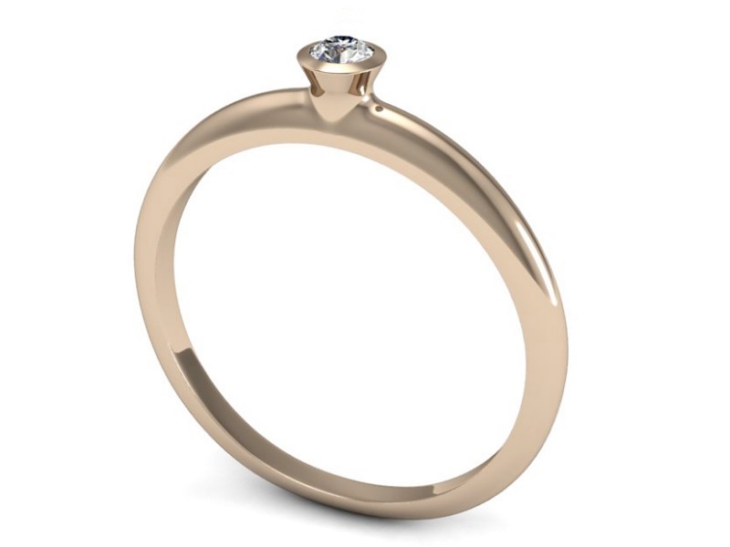 Złoty pierścionek z brylantem różowe złoto - P15284c — zdjęcie 3