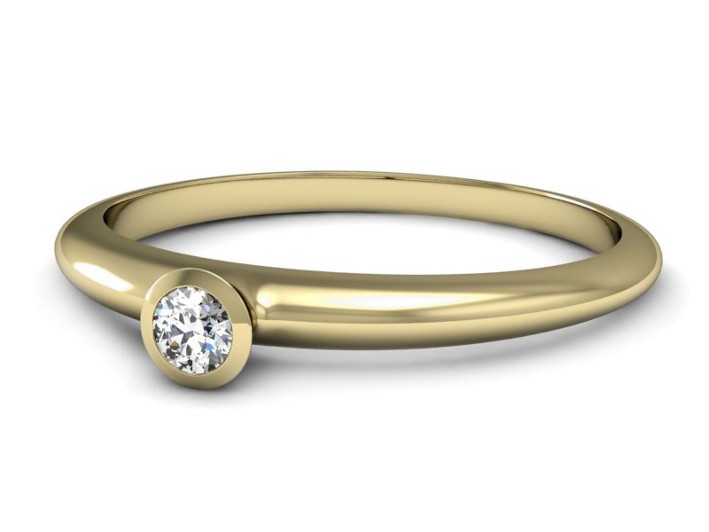 Złoty pierścionek z brylantem żółte złoto - P15284z — zdjęcie 2