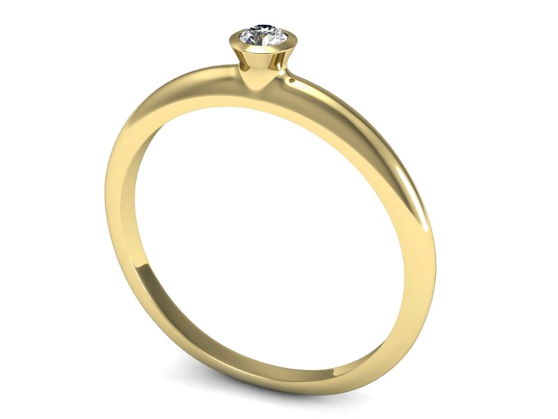 Złoty pierścionek z brylantem żółte złoto - P15284z — zdjęcie 3