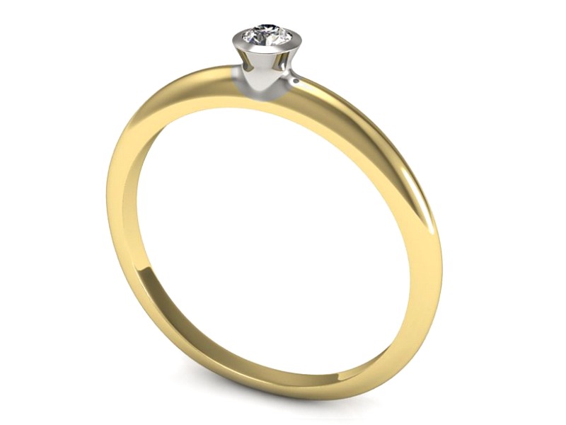 Pierścionek z diamentem żółte i białe złoto - P15284zb — zdjęcie 3