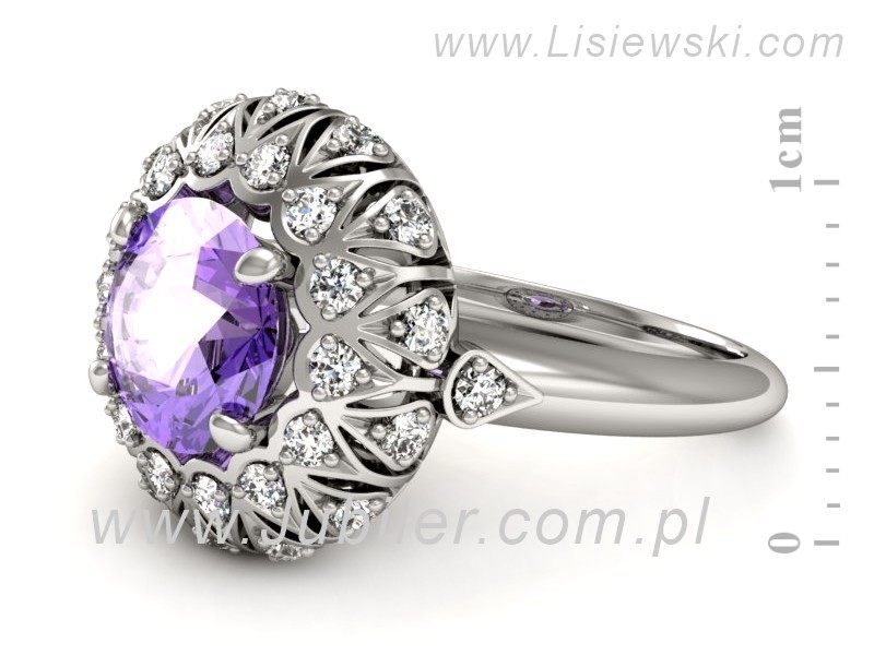 Pierścionek z tanzanitem białe złoto i brylantami - P15286bt — zdjęcie 2