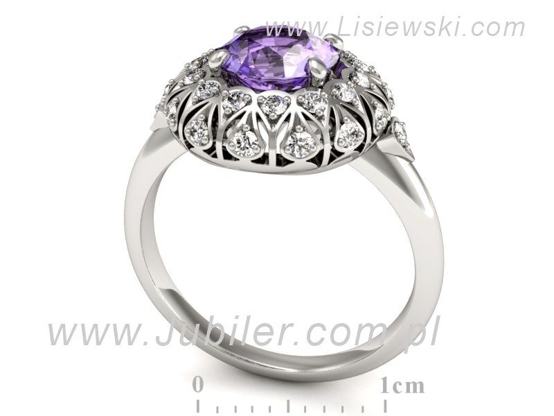 Pierścionek z tanzanitem białe złoto i brylantami - P15286bt — zdjęcie 3