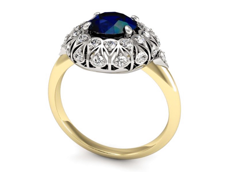 Pierścionek z szafirem i brylantami - P15286zbsz — zdjęcie 3