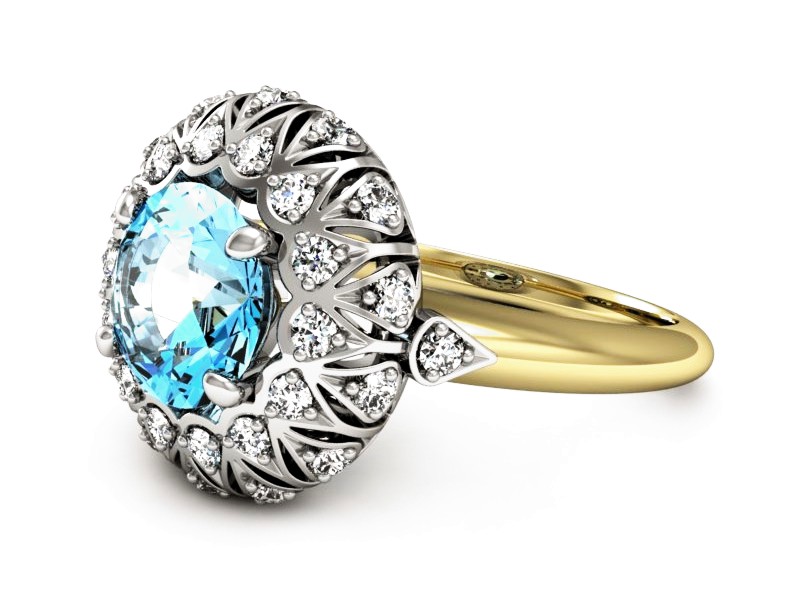 Pierścionek topaz i brylanty złoto - P15286zbtp — zdjęcie 2