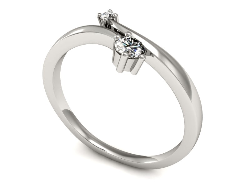 Złoty pierścionek z brylantami białe złoto - P15287b — zdjęcie 3