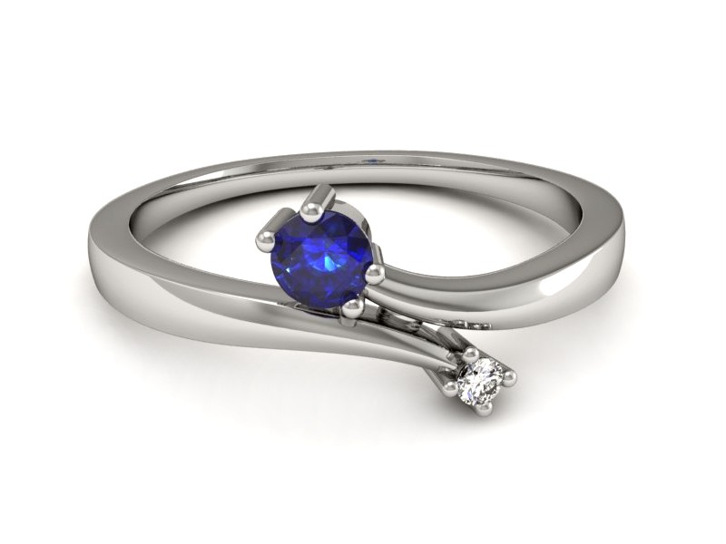 Pierścionek z szafirem i brylantem - P15287bszc — zdjęcie 2