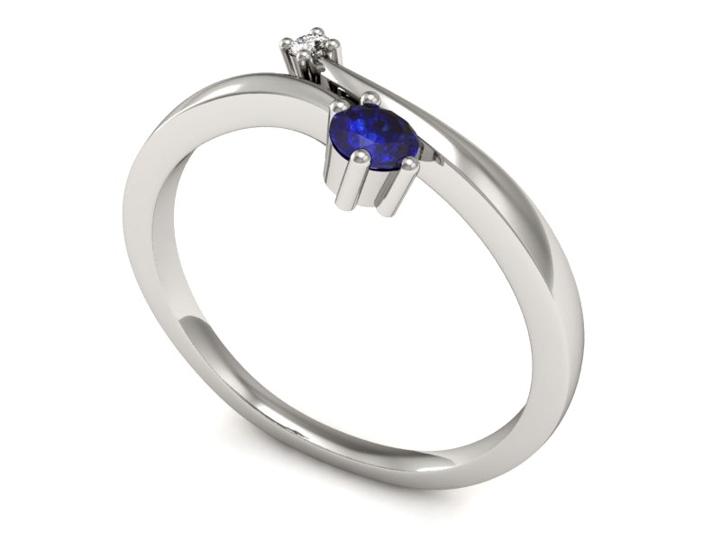 Pierścionek z szafirem i brylantem - P15287bszc — zdjęcie 3